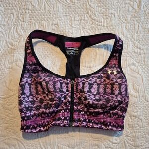 Under Armour women's 32C Compression bra, front zipper VGUC purple & black VGUC